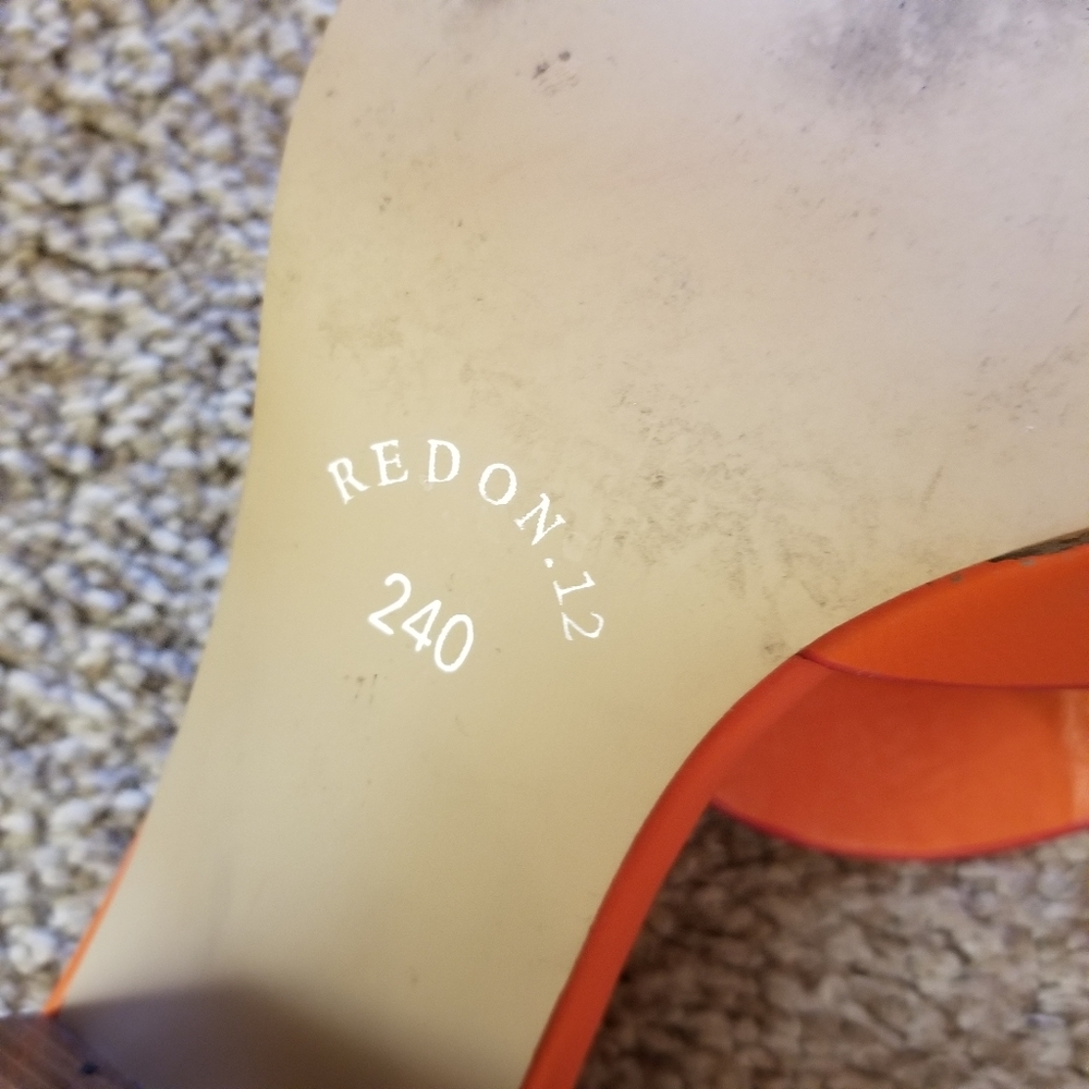 Red December orange leather slip-on heels, sz 240 - Picture 4 of 4